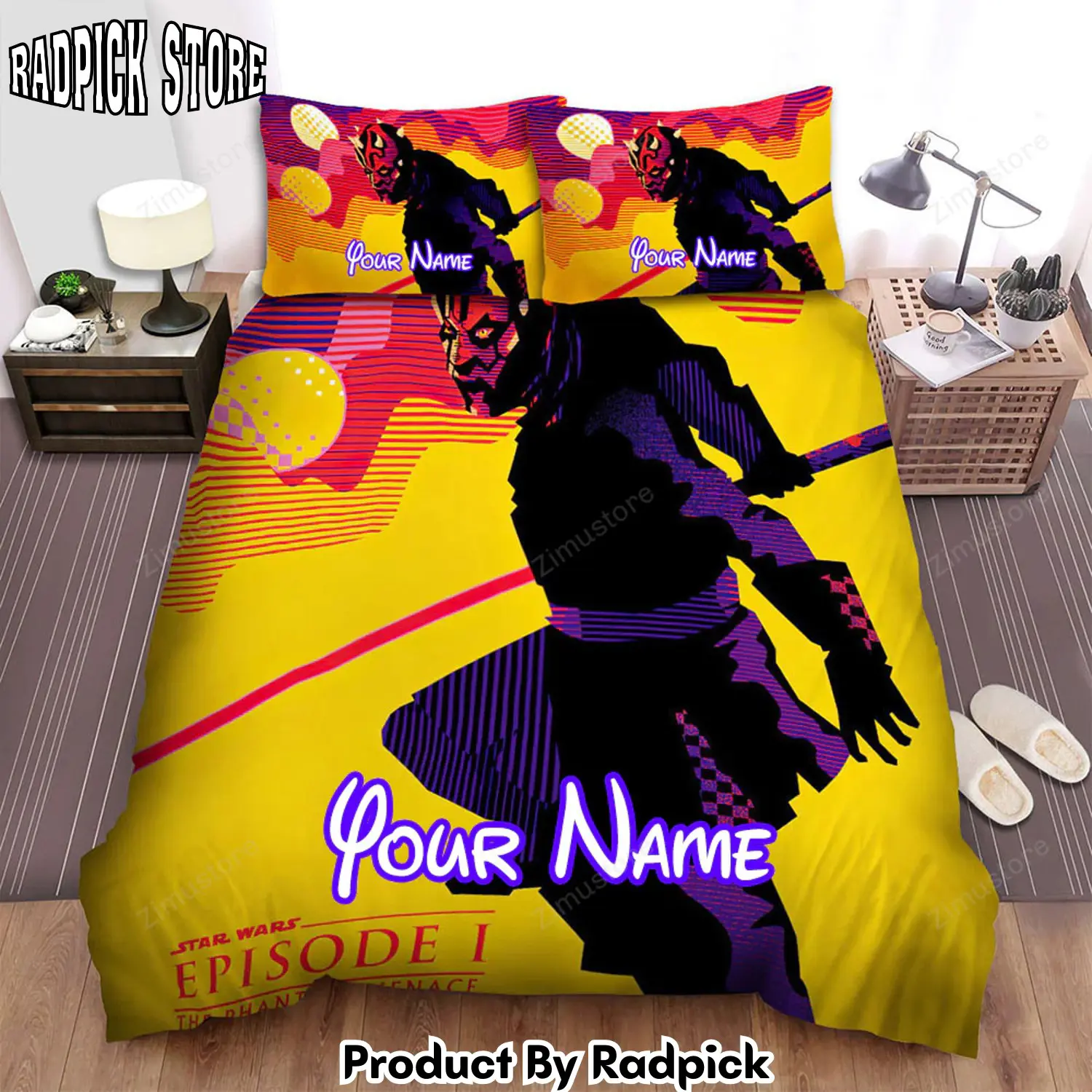 Radpick star wars episode i the phantom menace demon with sword art movie poster bed sheets spread comforter duvet cover personalized name bedding sets rp3271994